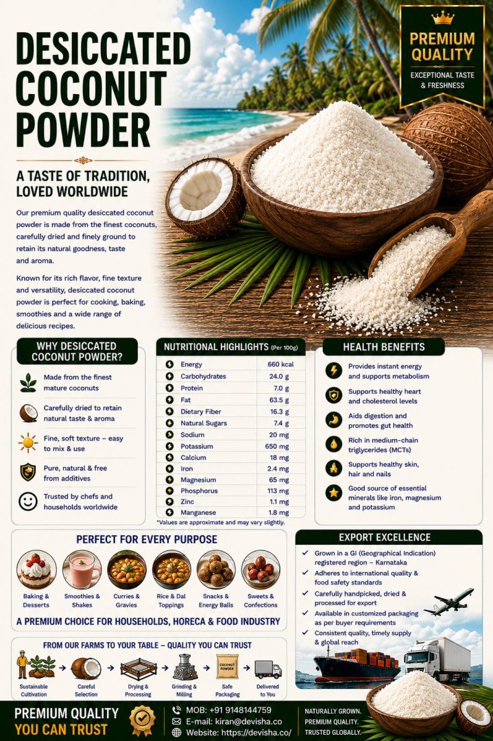 Desiccated coconut powder