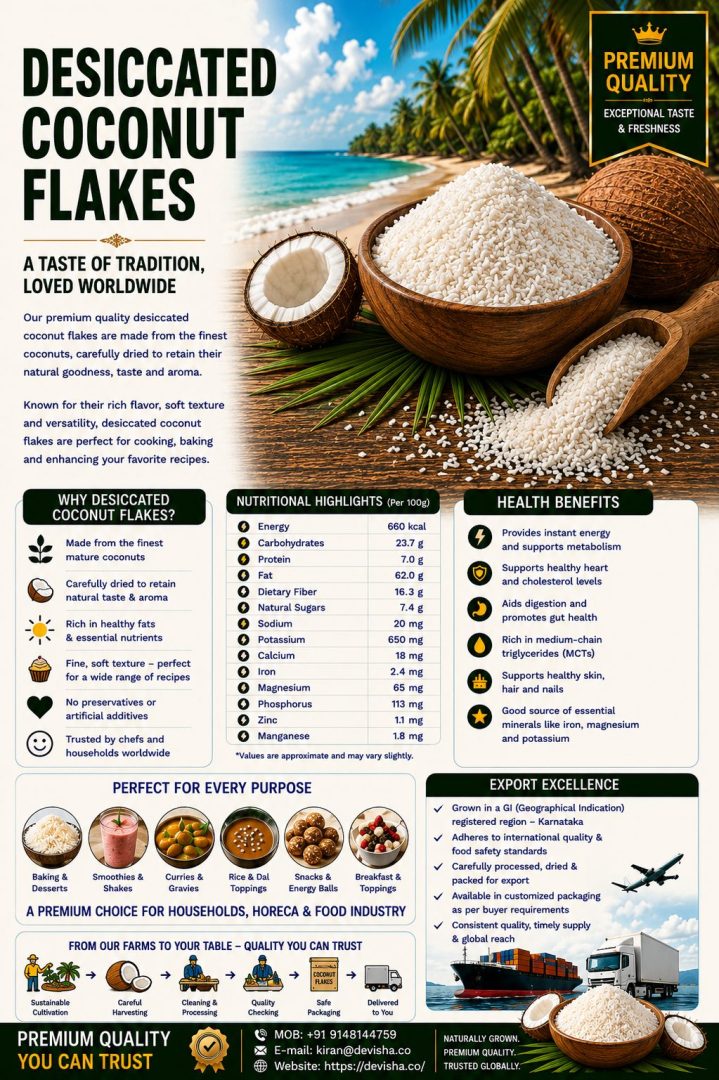 Desiccated coconut flakes